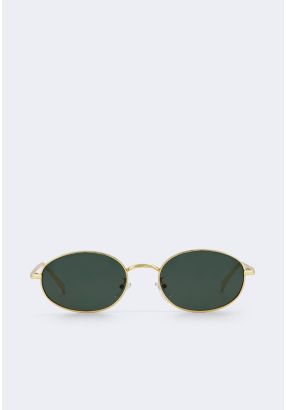 Metallic Frame Oval Sunglasses