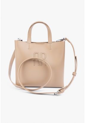 Textured Emblem Handbag