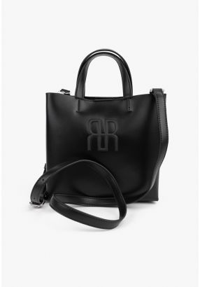 Textured Emblem Handbag
