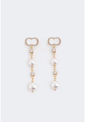 Long Crystal Monogram Earrings