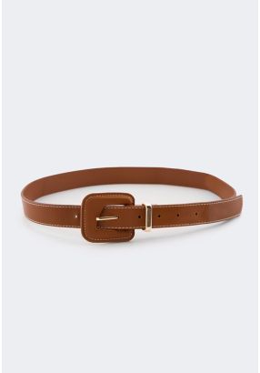 Square Buckle PU Leather Belt
