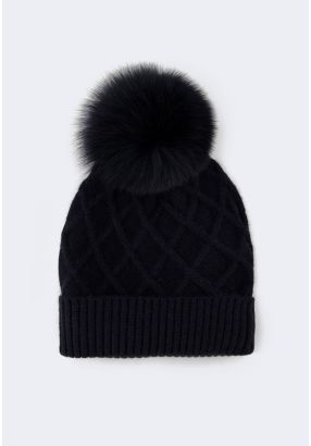 Textured Pom Pom Beanie