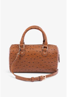 Solid Textured Ostrich Handbag