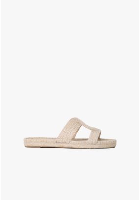 Solid Weaved Straw Flat Slides