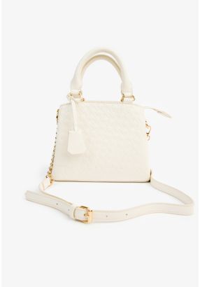 Solid Textured Monogram Hand Bag