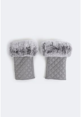 Quilted Rabbit Hair Gloves