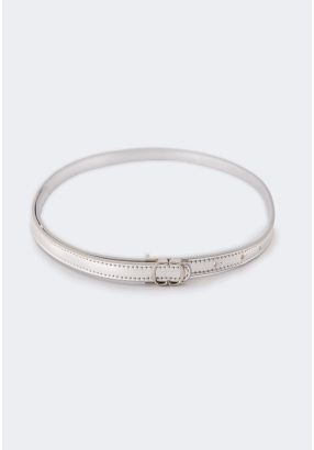 Monogram Buckle Metallic Belt