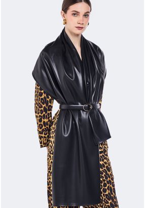 Solid PU Leather Shawl