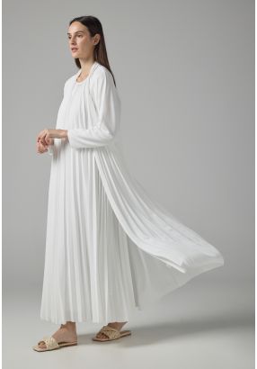 Long Sleeve Pleated Basic Abaya