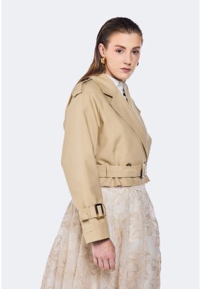 Belted Cropped Trench Coat