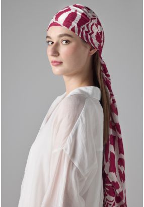 Printed Contrast Fringe Hem Scarf