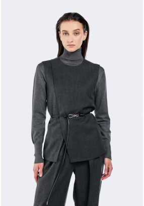 Belted Overlap Vest