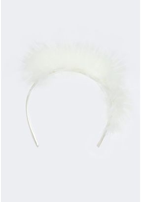 Faux Feather Embellished Wide Headband
