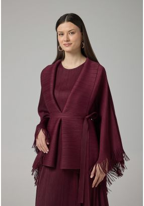 Solid Fringe Hem Cape