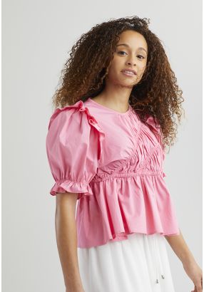 Vibrant Gathered Waist Blouse