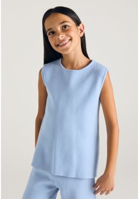 Solid Knitted Sleeveless T Shirt