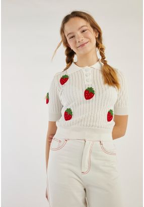 Shirt Collar Knitted Blouse