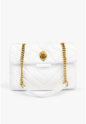 Quilted Embellished Emblem Hand Bag 