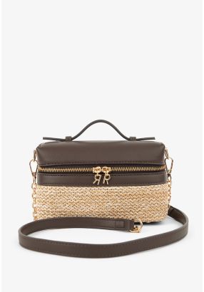 Faux Straw Pouch Bag