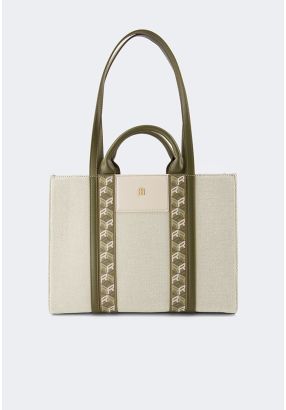 Monogram Detailed Canvas Tote Bag
