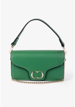 Solid Metallic Emblem Clutch