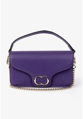 Solid Metallic Emblem Clutch