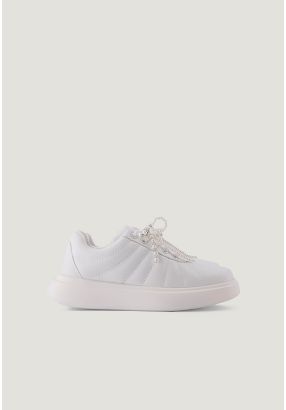 Faux Pearls Embellished Sneakers