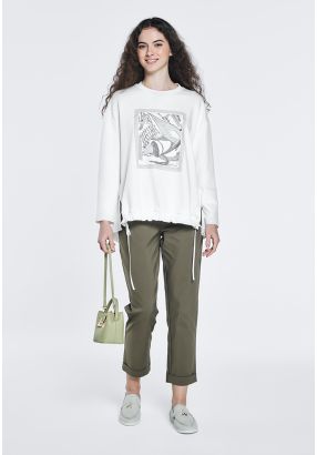 Solid Folded Hem Trousers