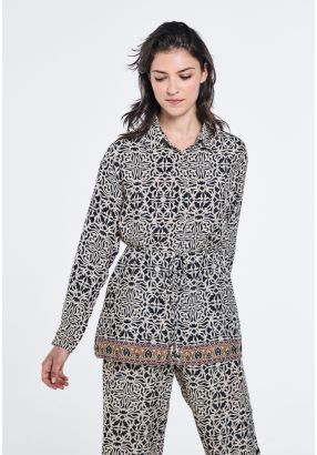 Printed Belted Regular Fit Shirt