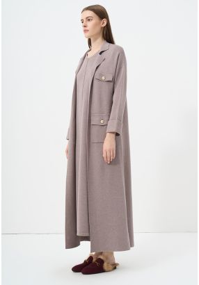 Solid Drop Shoulder Knitted Winter Abaya