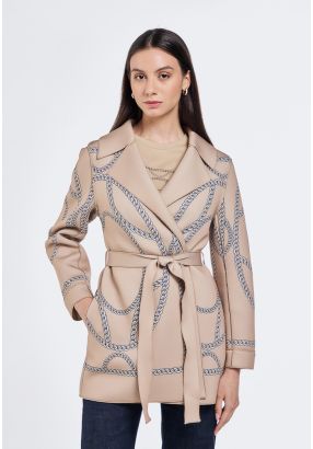Chain Print Belted Coat
