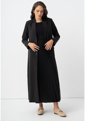 Solid Front Flap Pockets Maxi Jacket