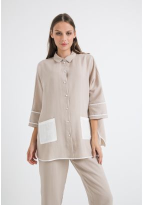 Contrast Button Up Shirt