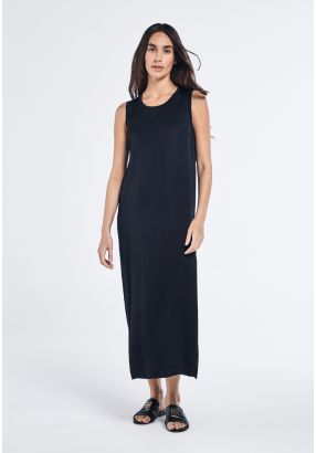 Solid A-line Maxi Sleeveless Dress