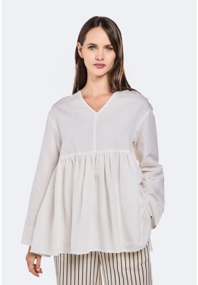 V- Neck Ruffled hem Blouse