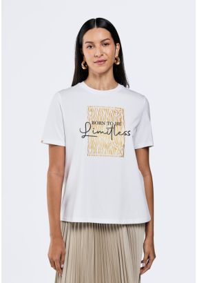 Foil Print Motif T-Shirt