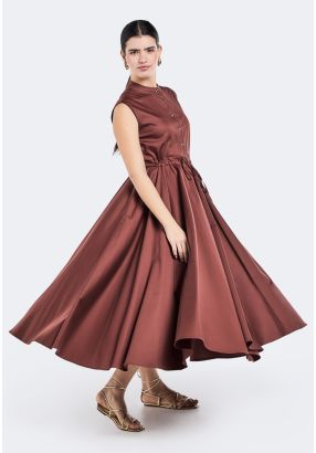 Sleeveless Drawstring Waist Dress