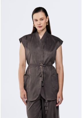 Suede Vest With Loop Belt