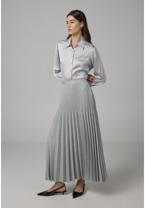Solid Pleated Elastic Waistband Skirt