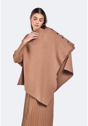 Knitted Asymmetrical Hem Poncho