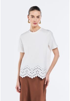 Schiffli Embroidered Hem T-Shirt