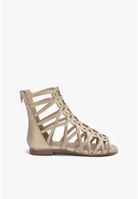 Metallic Zip Up Gladiator Sandals