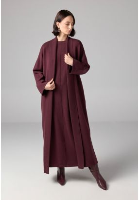Solid Drop Shoulder Knitted Winter Abaya