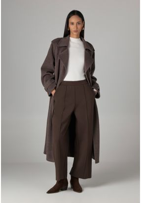 Solid High Waist Trousers