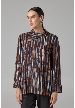 Printed Asymmetrical Neck Blouse