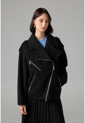 Solid Front Zipper Pockets Jacket