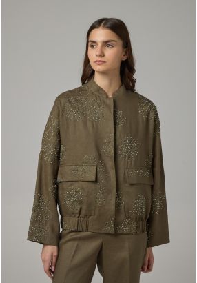 Floral Embroidered Linen Jacket
