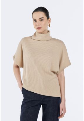 Short-Sleeve Turtleneck Sweater
