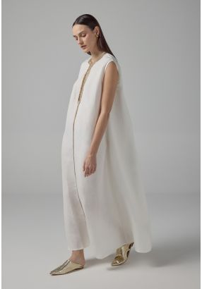 Sleeveless Flared Lurex Kaftan Dress