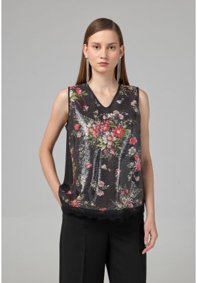 Sequins Sleeveless V-Neck Top